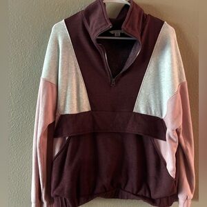 American Eagle Outfitters 80s vintage style Maroon pink and gray block Pullover